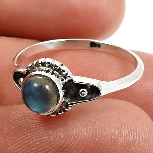 Labradorite Gemstone Jewelry 925 Sterling Silver Ring Size 7 A40