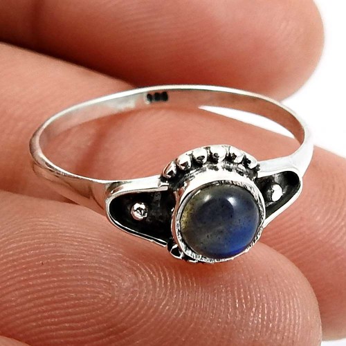 925 Sterling Silver Jewelry Labradorite Gemstone Ring Size 8 B40