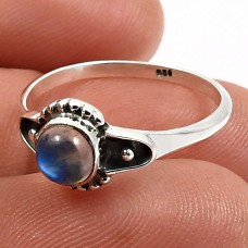925 Sterling Fine Silver Jewelry Rainbow Moonstone Gemstone Ring Size 7 D40