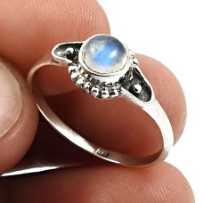 Rainbow Moonstone Gemstone Ring Size 8 925 Sterling Silver Fine Jewelry H40
