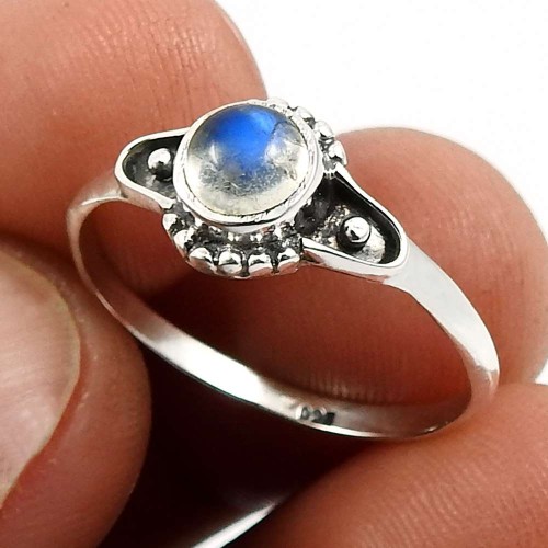 Rainbow Moonstone Gemstone Ring Size 8 925 Sterling Silver Fine Jewelry I40