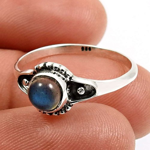 Labradorite Gemstone Jewelry 925 Sterling Silver Ring Size 8 J40