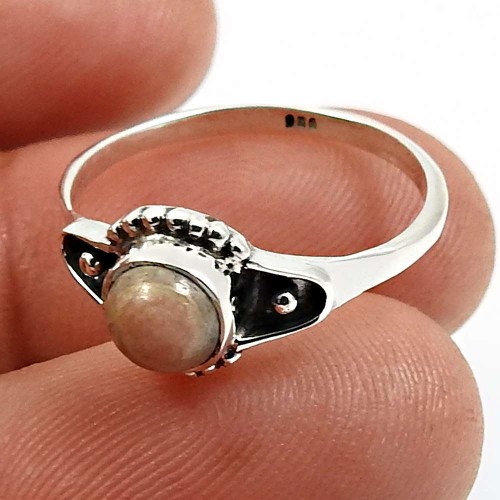 Rhodochrosite Gemstone Jewelry 925 Fine Sterling Silver Ring Size 6 L40