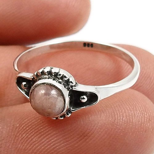 Rhodochrosite Gemstone Ring Size 8 925 Sterling Silver Fine Jewelry N40