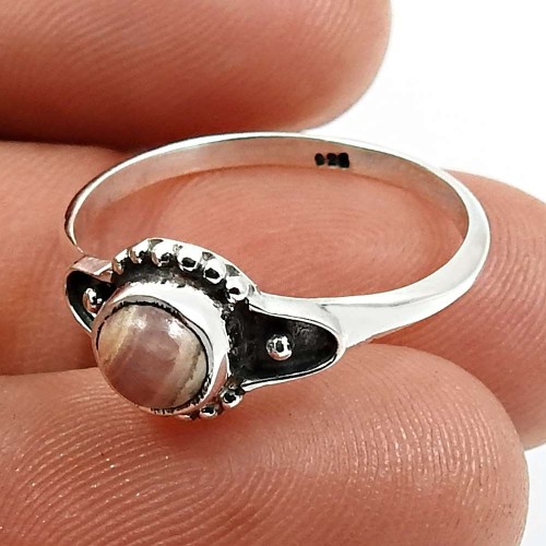 Rhodochrosite Gemstone Ring Size 7 925 Sterling Silver Fine Jewelry P40