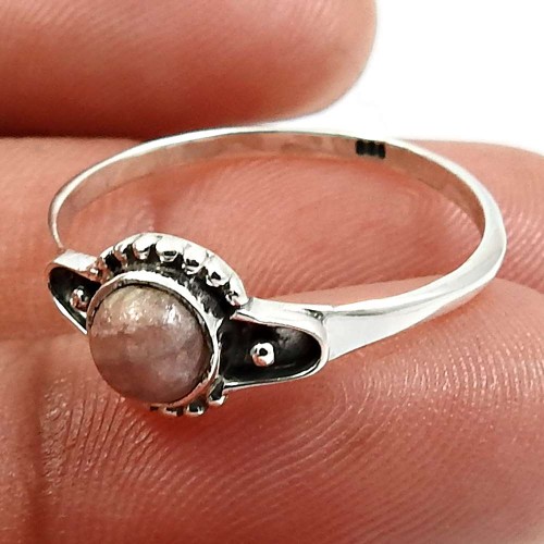 Wedding Gift 925 Sterling Silver Jewelry Rhodochrosite Gemstone Ring Size 9 Q4
