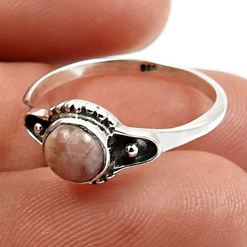 Rhodochrosite Gemstone Ring Size 7 925 Sterling Silver Jewelry T40
