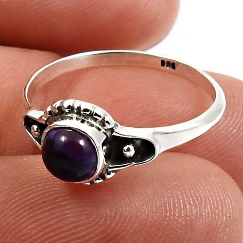 Amethyst Gemstone Ring Size 7 925 Sterling Silver Fine Jewelry B41