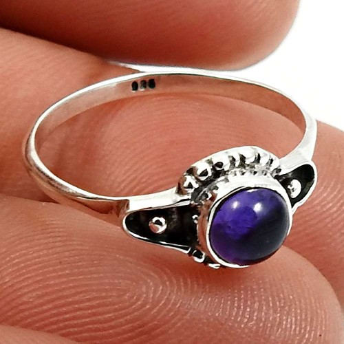 925 Sterling Silver Jewelry Amethyst Gemstone Ring Size 7 C41