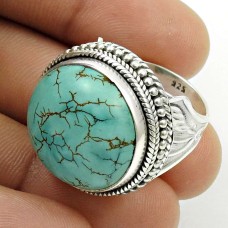 Turquoise Gemstone Ring 925 Sterling Silver Vintage Jewelry A16
