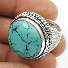 Turquoise Gemstone Ring 925 Sterling Silver Traditional Jewelry B16