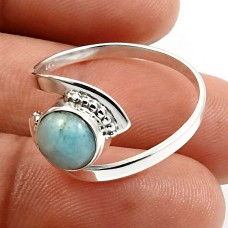 Larimar Gemstone Ring Size 9 925 Sterling Silver Jewelry E41