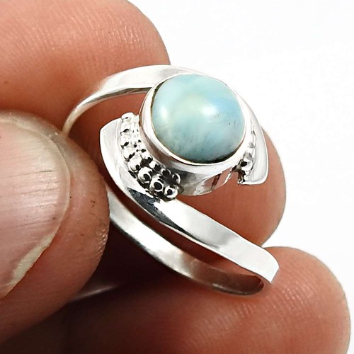 Larimar Gemstone Ring Size 9 925 Sterling Silver Jewelry F41