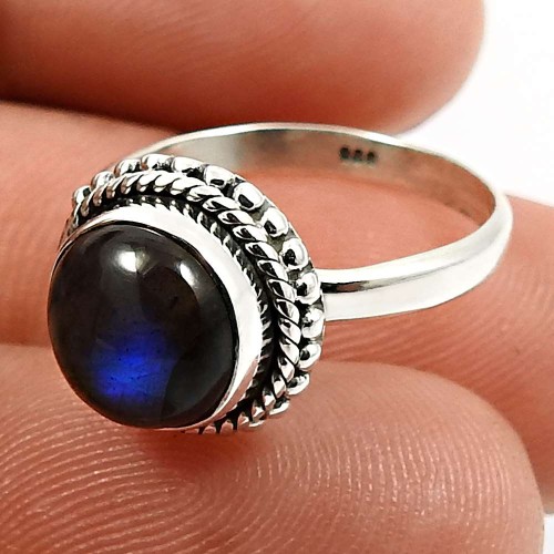 Labradorite Gemstone Ring Size 6 925 Sterling Silver Fine Jewelry K41