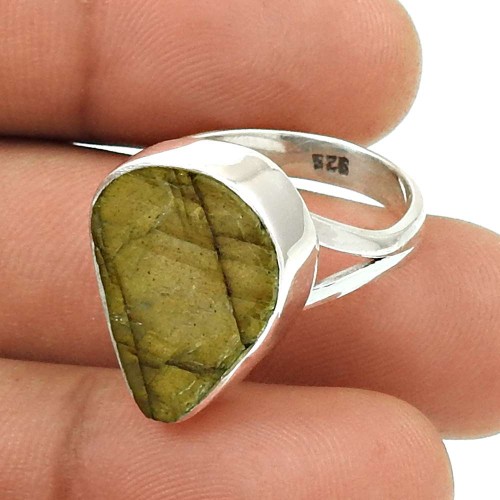 Natural LABRADORITE Rough Stone Ring Size 7 925 Silver HANDMADE Jewelry AH11