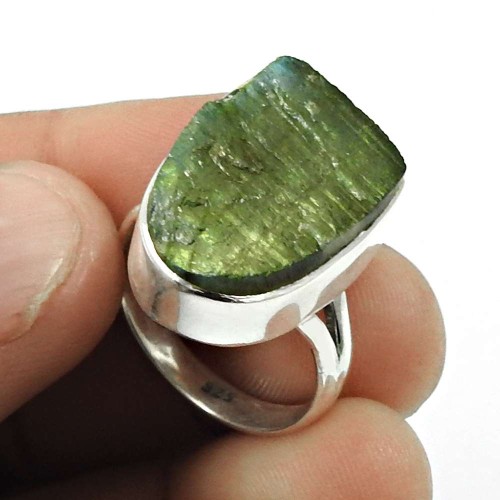 Natural LABRADORITE Rough Ring Size 8.5 925 Silver HANDMADE Jewelry NW27