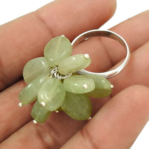HANDMADE 925 Sterling Silver Jewelry Natural AQUAMARINE Beaded Ring Size 6.5 AM5