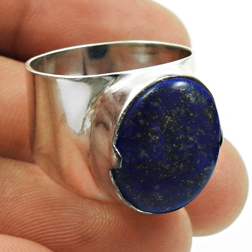 Lapis Lazuli Gemstone Ring 925 Sterling Silver Tribal Jewelry H19