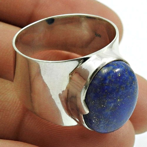 Lapis Lazuli Gemstone Ring 925 Sterling Silver Indian Jewelry J19