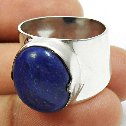Lapis Lazuli Gemstone Ring 925 Sterling Silver Indian Handmade Jewelry K19
