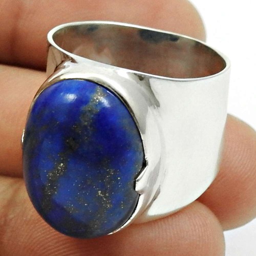 Lapis Lazuli Gemstone Ring 925 Sterling Silver Traditional Jewelry N19