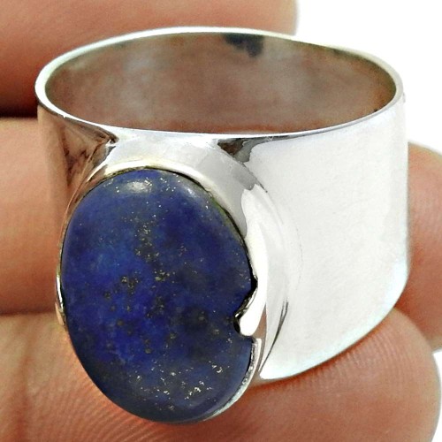 Lapis Lazuli Gemstone Ring 925 Sterling Silver Indian Jewelry T19