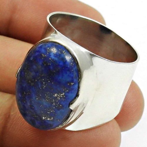 Lapis Lazuli Gemstone Ring 925 Sterling Silver Handmade Indian Jewelry V19
