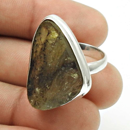 Labradorite Rough Stone Ring 925 Sterling Silver Handmade Indian Jewelry F20