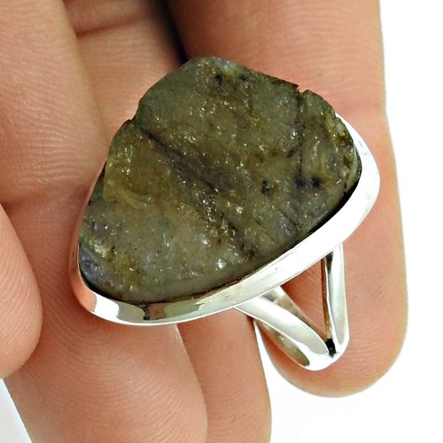 Labradorite Rough Stone Ring 925 Sterling Silver Tribal Jewelry V20