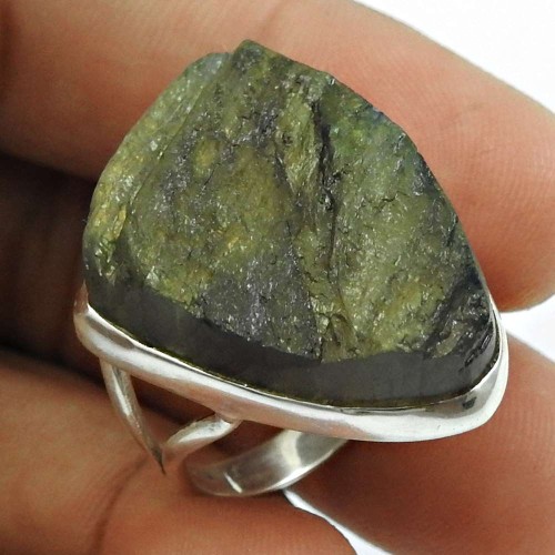 Labradorite Rough Stone Ring 925 Sterling Silver Indian Jewelry X20