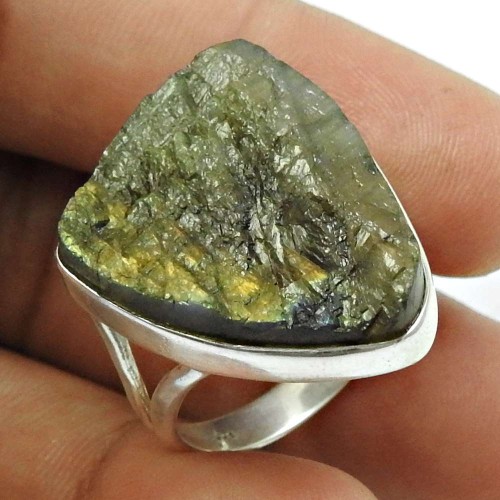 Labradorite Rough Stone Ring 925 Sterling Silver Indian Handmade Jewelry Y20