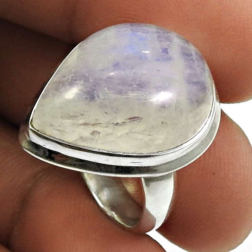Rainbow Moonstone Gemstone Ring 925 Sterling Silver Vintage Jewelry U21