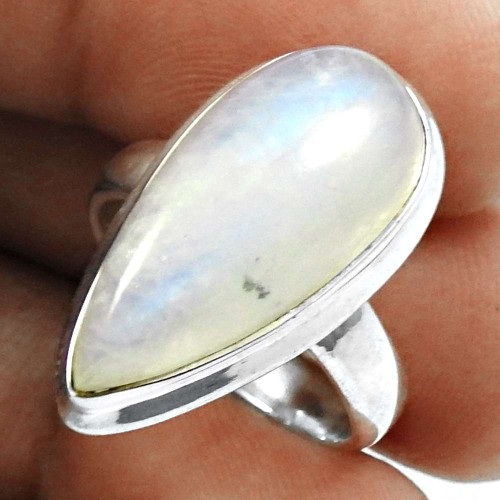 Rainbow Moonstone Gemstone Ring 925 Sterling Silver Traditional Jewelry V21