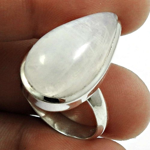 Rainbow Moonstone Gemstone Ring 925 Sterling Silver Ethnic Jewelry G22