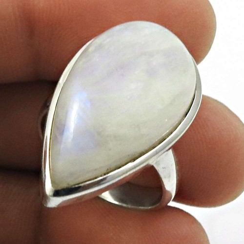 Rainbow Moonstone Gemstone Ring 925 Sterling Silver Vintage Look Jewelry H22