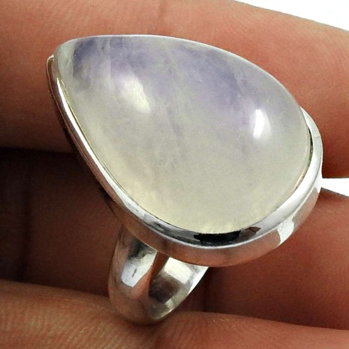 Rainbow Moonstone Gemstone Ring 925 Sterling Silver Tribal Jewelry J22