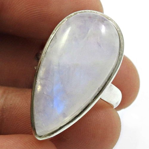 Rainbow Moonstone Gemstone Ring 925 Sterling Silver Indian Handmade Jewelry M22