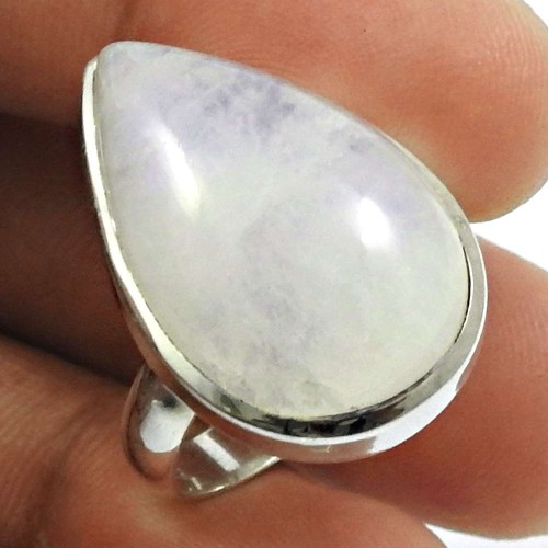 Rainbow Moonstone Gemstone Ring 925 Sterling Silver Vintage Jewelry Y22