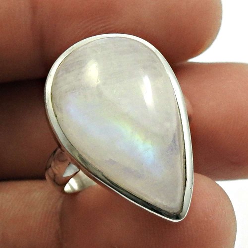 Rainbow Moonstone Gemstone Ring 925 Sterling Silver Traditional Jewelry Z22