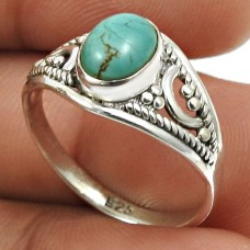 Turquoise Gemstone Ring 925 Sterling Silver Handmade Indian Jewelry P30