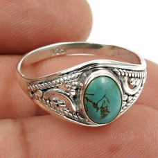 Turquoise Gemstone Ring 925 Sterling Silver Vintage Jewelry Q2