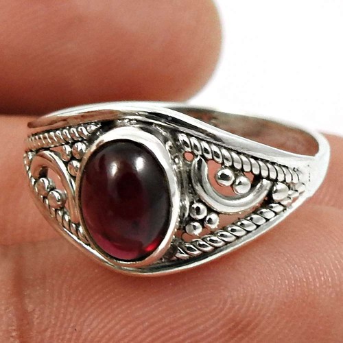 Garnet Gemstone Ring 925 Sterling Silver Stylish Jewelry U30