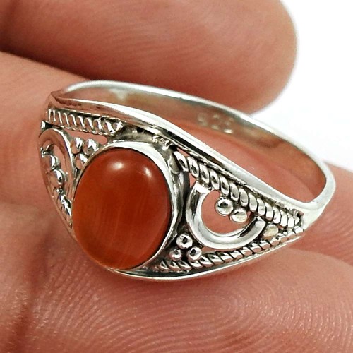 Carnelian Gemstone Ring 925 Sterling Silver Indian Handmade Jewelry Y30