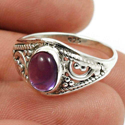 Amethyst Gemstone Ring 925 Sterling Silver Traditional Jewelry B31