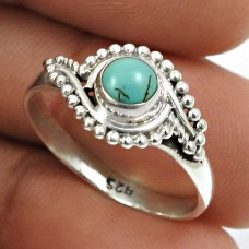 Turquoise Gemstone Ring 925 Sterling Silver Indian Jewelry R31