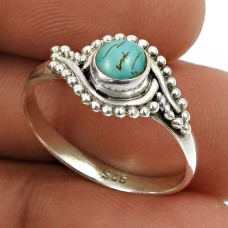 Turquoise Gemstone Ring 925 Sterling Silver Handmade Indian Jewelry T31