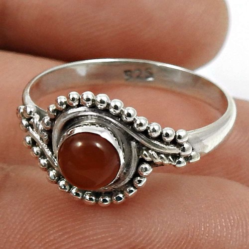 Carnelian Gemstone Ring 925 Sterling Silver Tribal Jewelry Z31