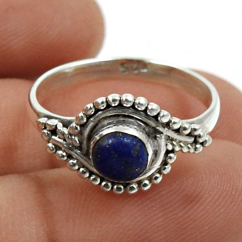 Lapis Gemstone Ring 925 Sterling Silver Handmade Jewelry A32