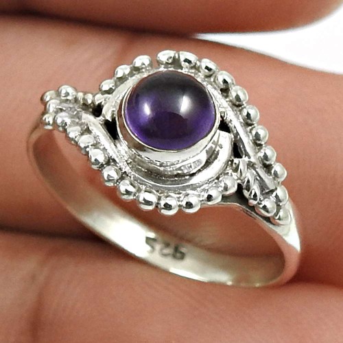 Amethyst Gemstone Ring 925 Sterling Silver Vintage Jewelry E32