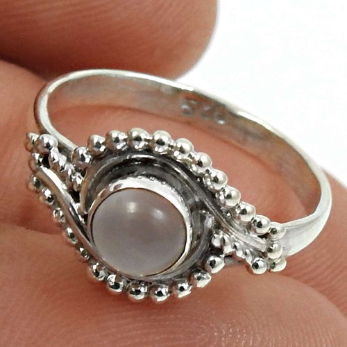 Chalcedony Gemstone Ring 925 Sterling Silver Stylish Jewelry I32